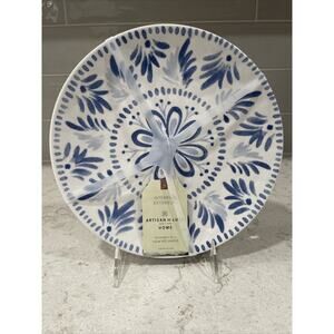 Set 4 BLUE WHITE 8.5” Salad Side Plates ARTISAN DE LUXE MELAMINE Floral Scroll